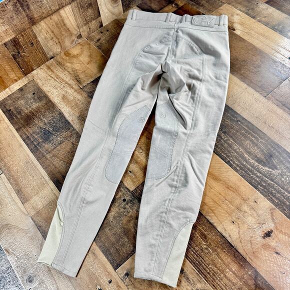 OVATION Riding Pants Tights Knee Inseam Patches Horseback Equestrian Tan 26R - Picture 3 of 15